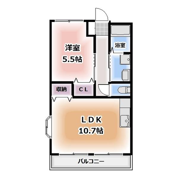 エクセルフジ(1LDK/2階)の間取り写真