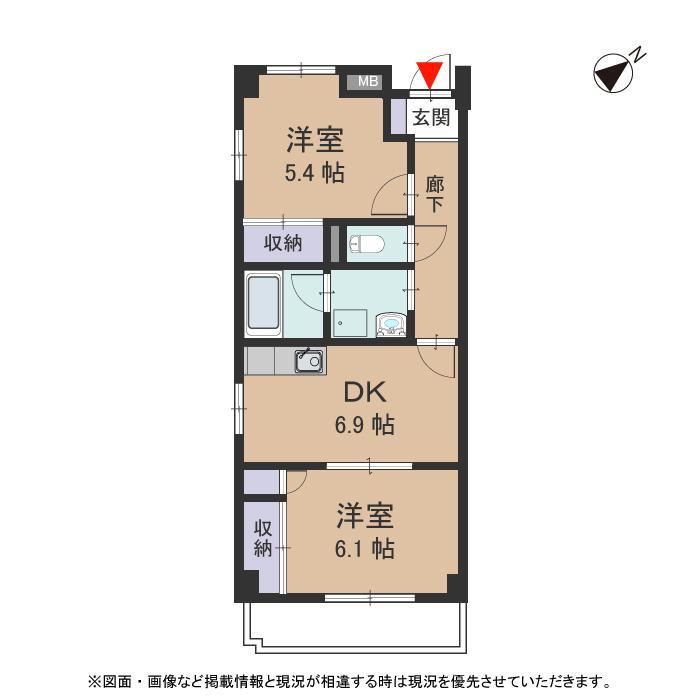 寺嶋ハイツ(2DK/2階)の間取り写真