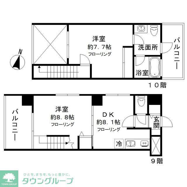 ジェラ恵比寿レジデンス(2DK/9階)の間取り写真