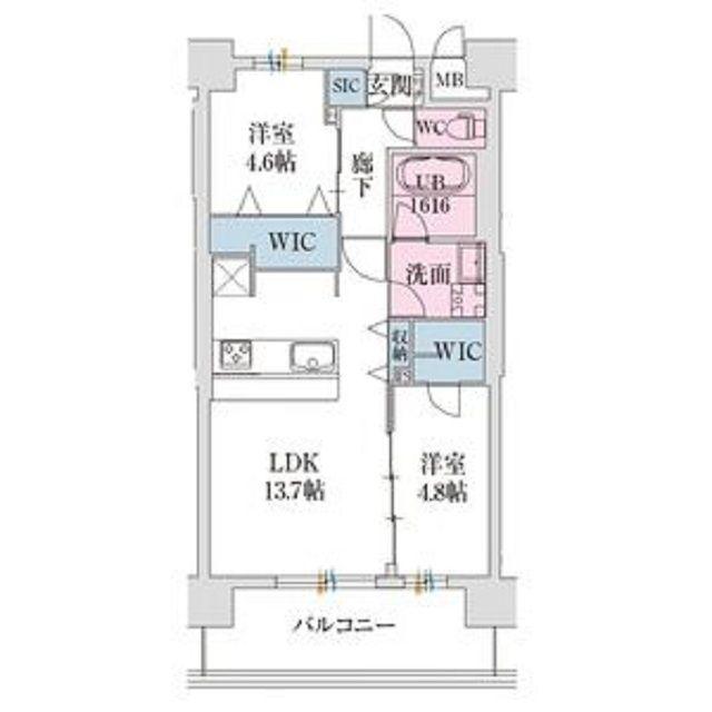 スプランディッド難波VII(2LDK/5階)の間取り写真
