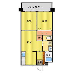 第二若葉ビル(2DK/1階)の間取り写真