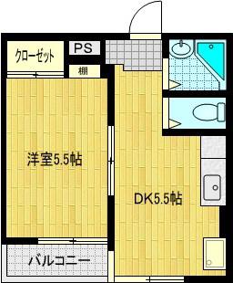ライラックII(1DK/4階)の間取り写真