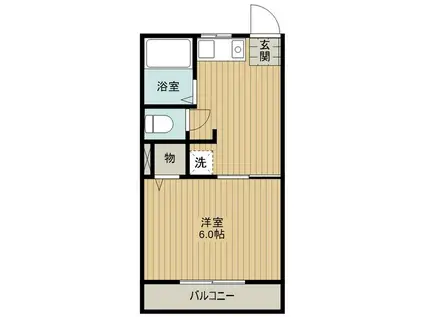 ユタカハウス(1K/2階)の間取り写真