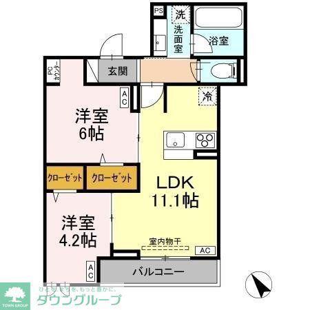 D-PRECIOUS立川高松町(1LDK/1階)の間取り写真