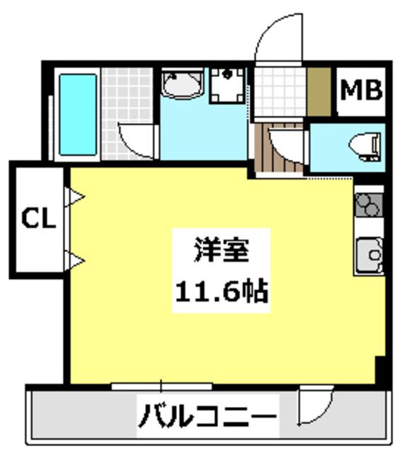 ラルーチェ千里丘(ワンルーム/2階)の間取り写真