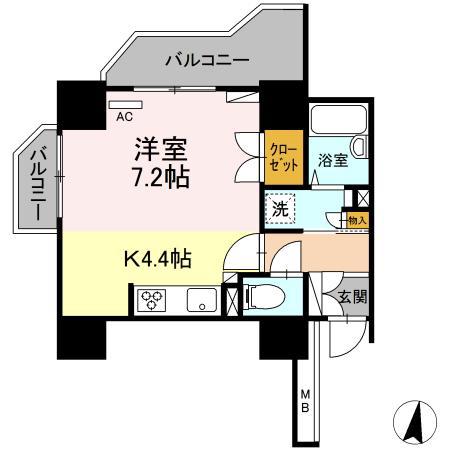 コラム神泉(ワンルーム/1階)の間取り写真
