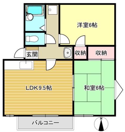 ウエストヴィレッジ(2LDK/2階)の間取り写真