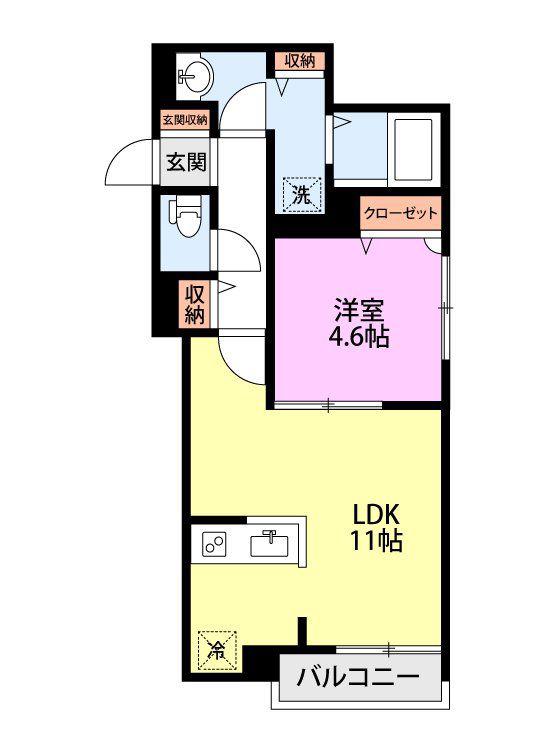 川口市朝日2丁目AP(1LDK/3階)の間取り写真