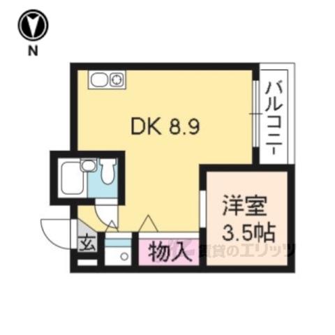 六条ハイツ(1LDK/4階)の間取り写真