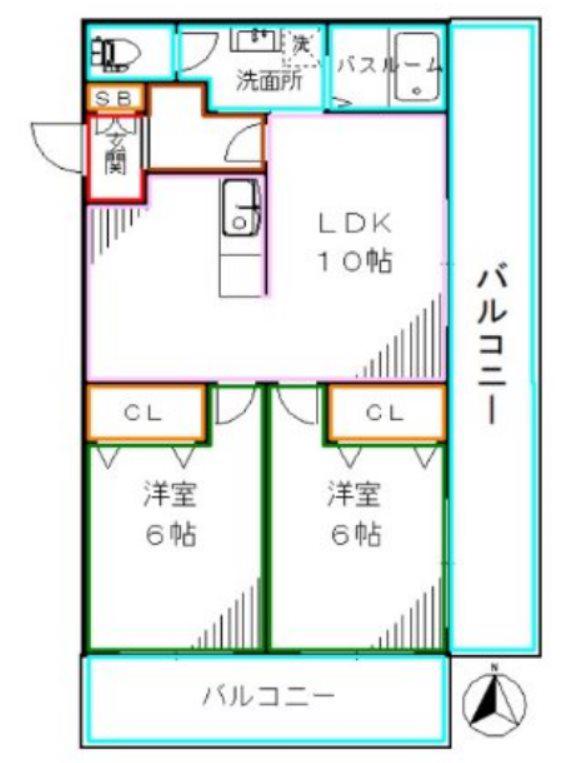 アビタシオン落合(2LDK/5階)の間取り写真