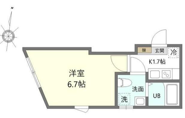 チャムフィールド堀切菖蒲園(1K/2階)の間取り写真