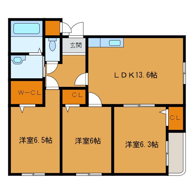 ジェルメ吉川町(3LDK/1階)の間取り写真