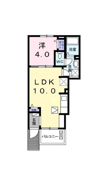 リンデン宮西(1LDK/1階)の間取り写真