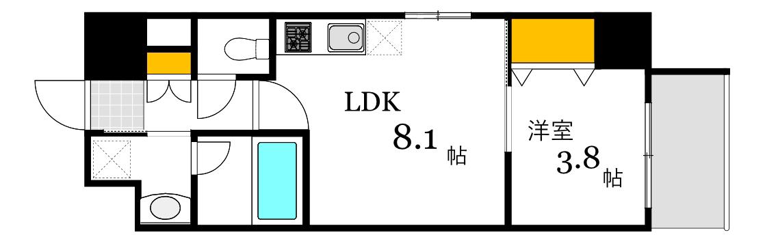 S-RESIDENCE宇品5丁目II(1LDK/3階)の間取り写真