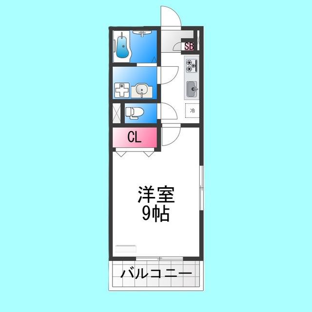 南海本線 七道駅 徒歩7分 3階建 築3年(1K/3階)の間取り写真