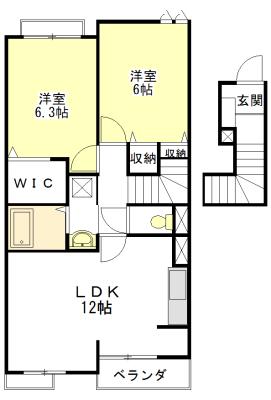 デーア・パラッツォ(2LDK/2階)の間取り写真
