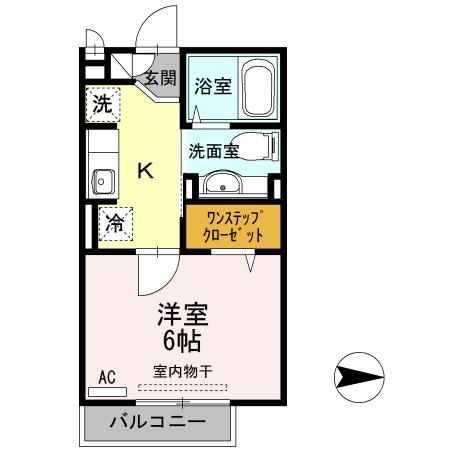 グランドゥール(1K/2階)の間取り写真