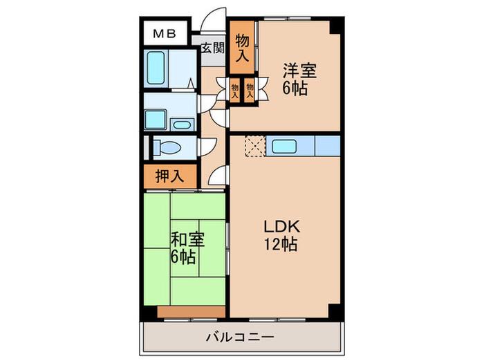 ラコンパニエ(2LDK/2階)の間取り写真