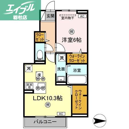 エトワリア(1LDK/1階)の間取り写真