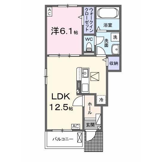 名鉄竹鼻線 不破一色駅 徒歩18分 2階建 築1年(1LDK/1階)の間取り写真