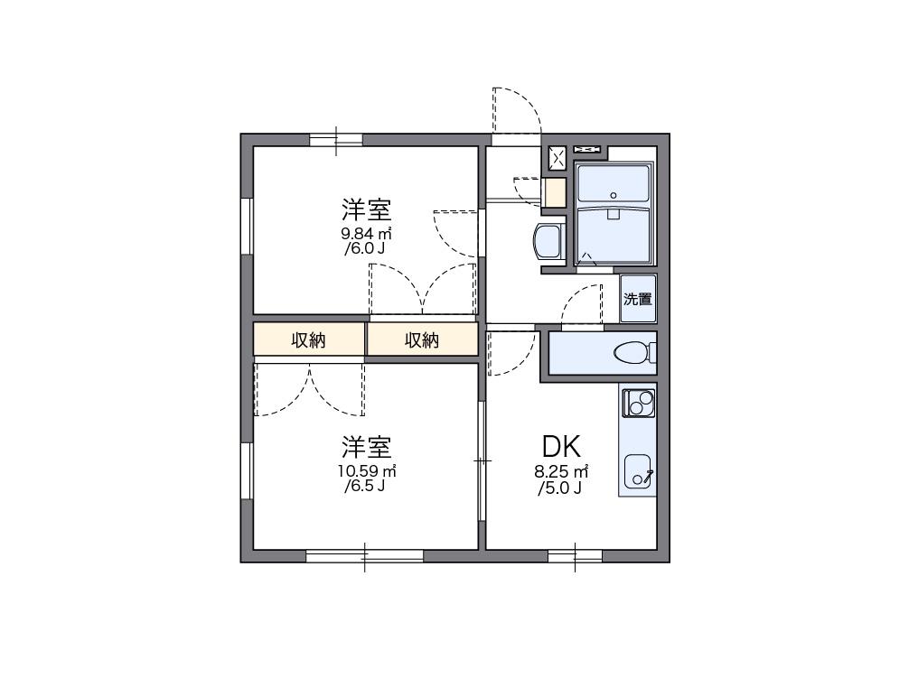 レオパレスしおかぜII(2DK/1階)の間取り写真