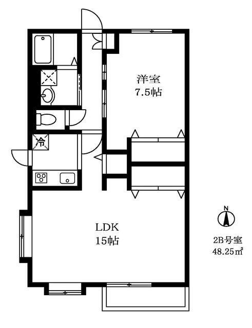 ヒルサイト(1LDK/2階)の間取り写真