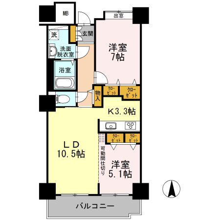 品川シーサイドビュータワーI(2LDK/15階)の間取り写真