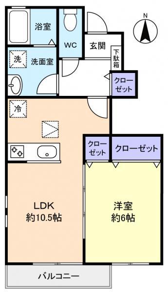 アットリラ緑が丘D(1LDK/1階)の間取り写真