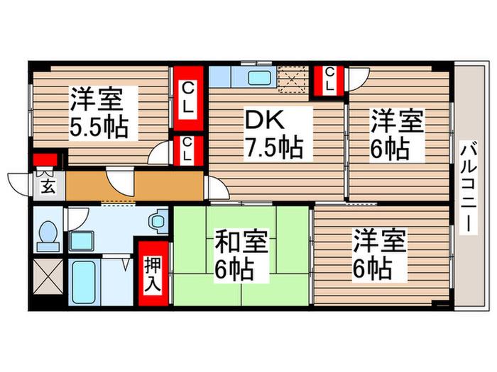 INSURANCE BLDG XVI(4DK/3階)の間取り写真