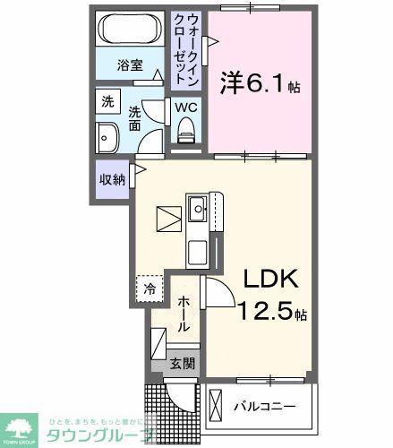 ヴェルドゥーラI(1LDK/1階)の間取り写真
