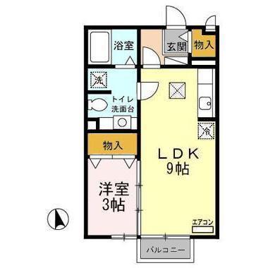 ロイヤルシャンティII(1LDK/1階)の間取り写真