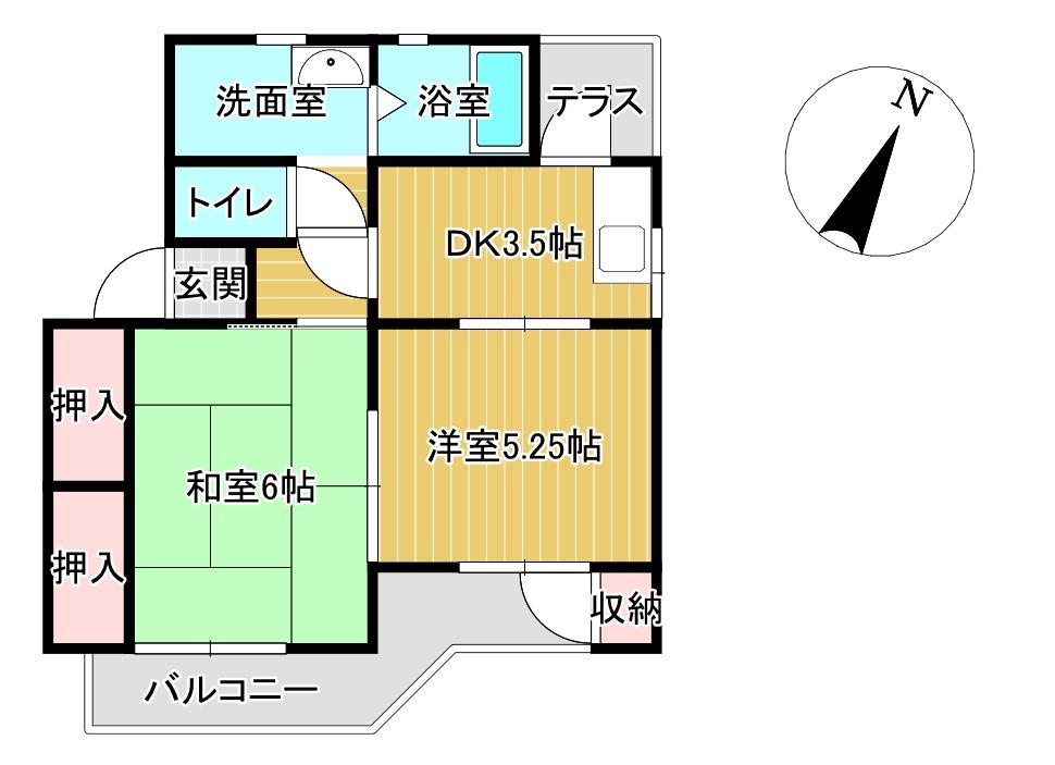 小山サンハイツ(2DK/1階)の間取り写真