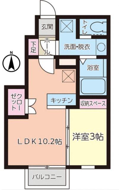 プレモリー長町南B棟(1LDK/1階)の間取り写真