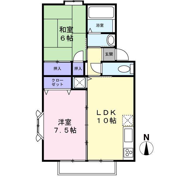 ロイヤルコート文化町Ⅰ番館(2LDK/2階)の間取り写真