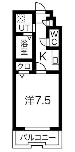 エスポワール亀島(1K/3階)の間取り写真