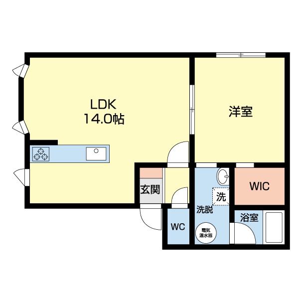 ディアコートⅢ(1LDK/1階)の間取り写真
