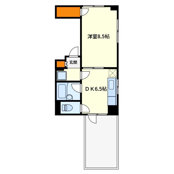 赤塚MⅡマンション(1DK/8階)の間取り写真