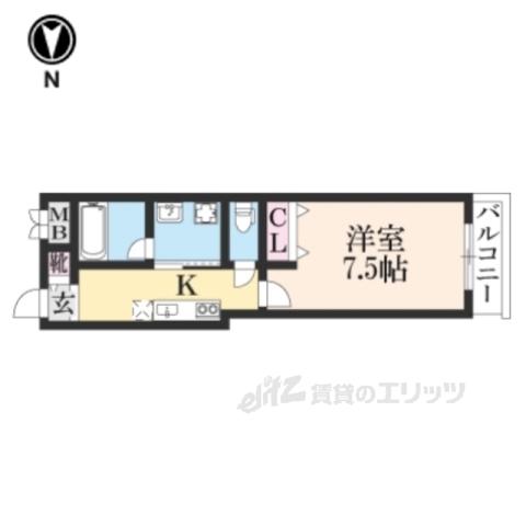 グランレブリー烏丸御池(1K/2階)の間取り写真