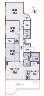 プラザ森北(3LDK/1階)の間取り写真