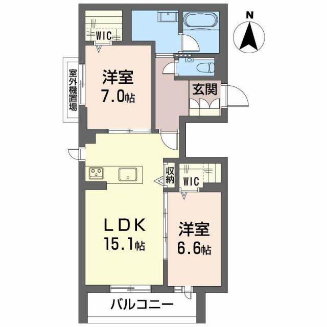 リラ グリシーヌ(2LDK/2階)の間取り写真