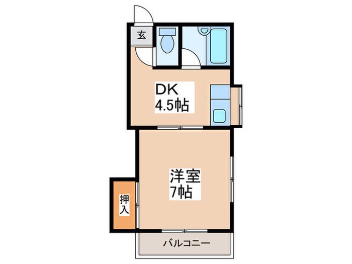 内藤コーポ(1DK/2階)の間取り写真