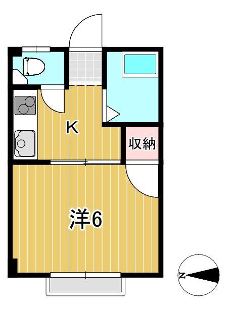 アリス1(1K/2階)の間取り写真