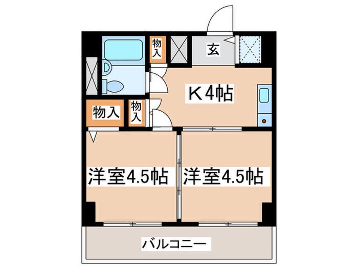 グランフェリシア南橋本駅前(2K/4階)の間取り写真