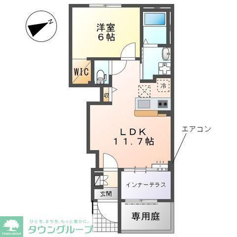 グランドゥール エス(1LDK/1階)の間取り写真