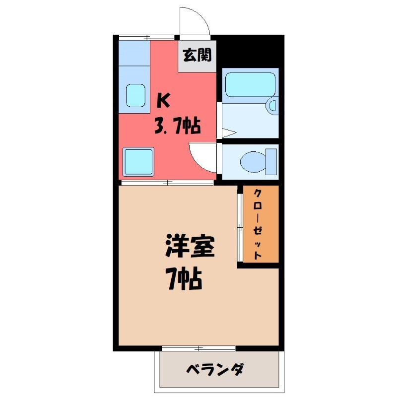 第二サンライフ大嶋(1K/2階)の間取り写真