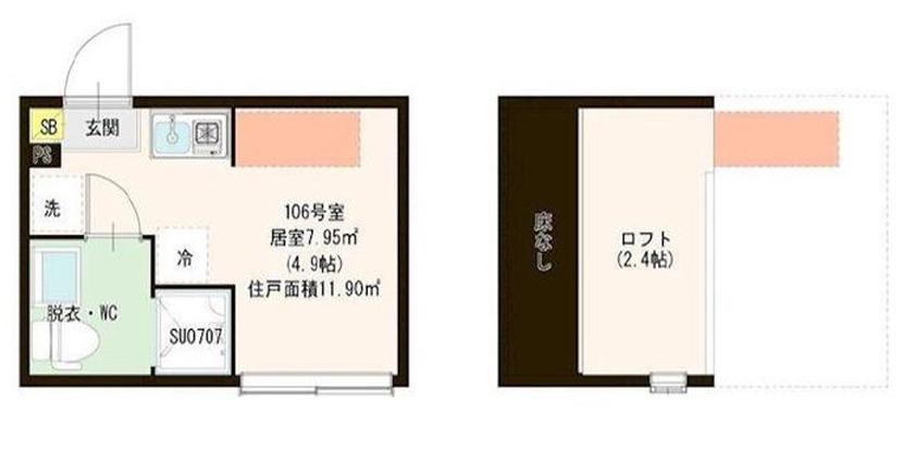 VILLETTA I 亀戸(ワンルーム/1階)の間取り写真