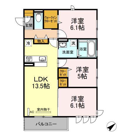 D-ROOMさくら(3LDK/2階)の間取り写真