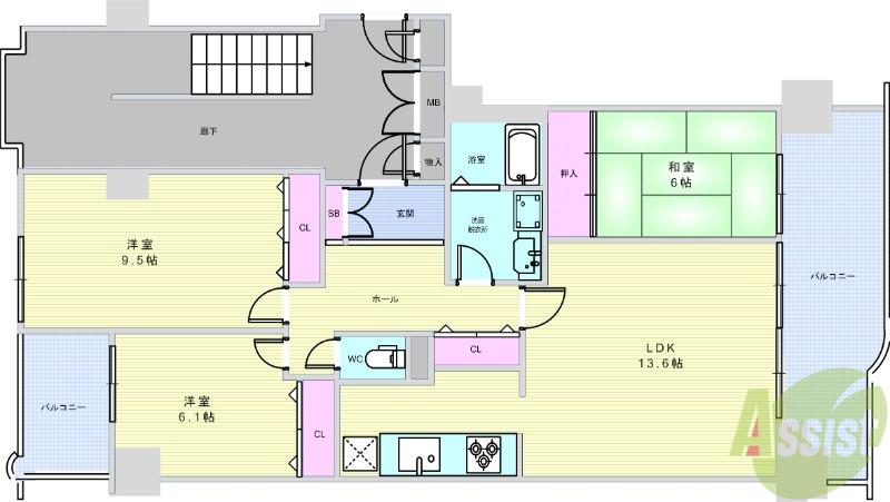 阪急池田伏尾台セラージュ(3LDK/7階)の間取り写真