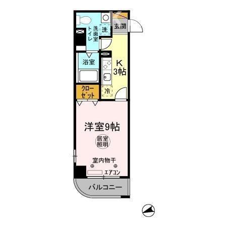 アルカンシェル(1K/6階)の間取り写真