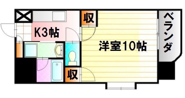 フローラ西原(1K/9階)の間取り写真